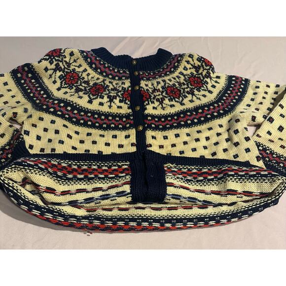 Paul Mage Hand Knit 100% Wool Danish Fair Isle Ski Sweater 1950s 1960s Vintage - Picture 3 of 8